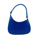 Italienische Damen Schultertasche Leder Blau Royal – handgemacht in Italien, elegante Ledertasche mit Gold 