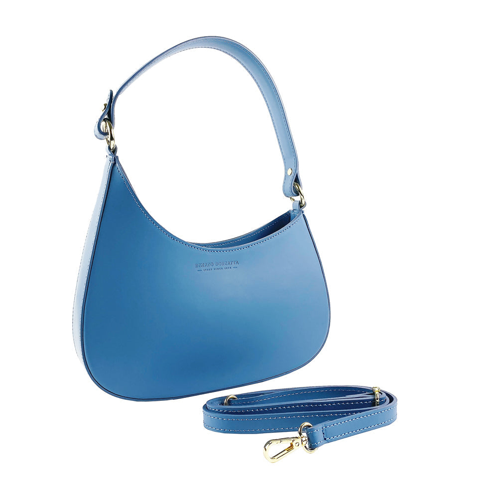 Italienische Damen Handtasche Leder Avio