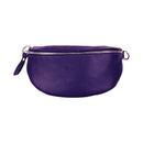 Italienische Leder Bauchtasche Damen violett, Echtleder Gürteltasche mit abnehmbarem Schulterriemen, handgefertigte Umhängetasche 