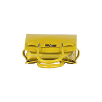 Luxus Damenhandtasche aus echtem Leder in Gelb – Modell RB1016AR, elegante italienische Designertasche mit Tragegriffen