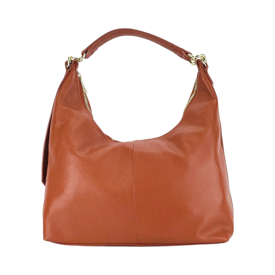 Italienische Damen Schultertasche Leder Paprika