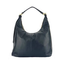 RB1017A | Borsa Donna a spalla Morbida in Vera Pelle Made in Italy con manico singolo e tracolla removibile. Attacchi con moschettoni in metallo Oro Lucido - Colore Nero - Dimensioni: cm 36 x 40 x 13-1