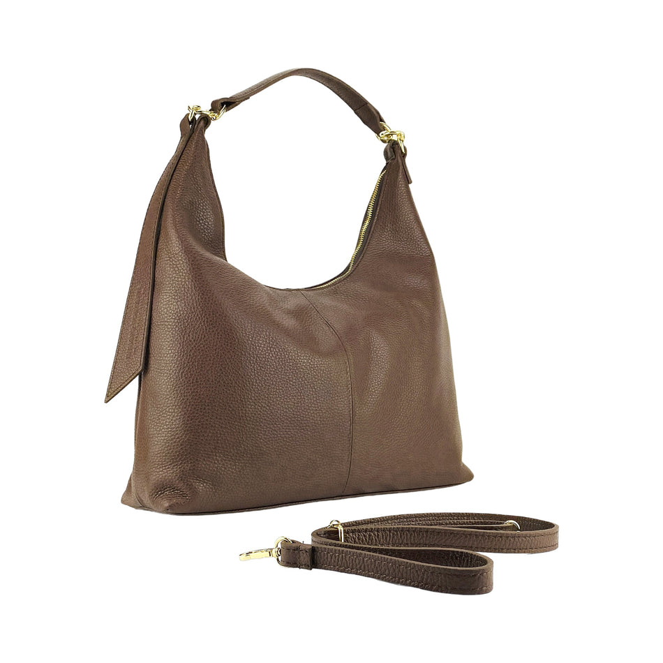 Damen Schultertasche Echtleder Schokoladenbraun,