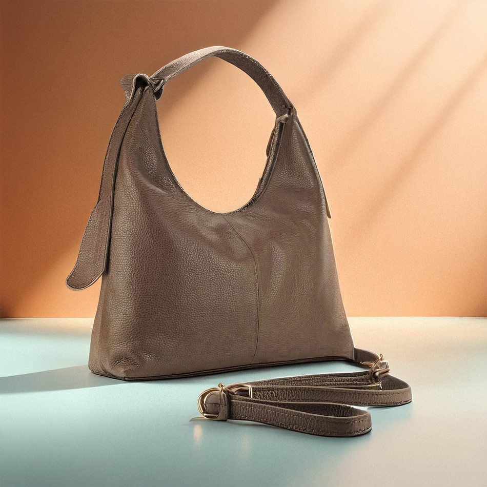 Damen Schultertasche Echtleder Schokoladenbraun,