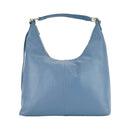 RB1017P | Women's Soft Shoulder Bag in Genuine Leather Made in Italy with Removable Shoulder Strap. Attachments with Shiny Gold Metal Snap Hooks - Color: Air Force Blue - Dimensions: 36 x 40 x 13 cm-1