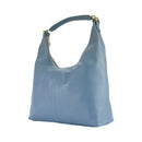 RB1017P | Women's Soft Shoulder Bag in Genuine Leather Made in Italy with Removable Shoulder Strap. Attachments with Shiny Gold Metal Snap Hooks - Color: Air Force Blue - Dimensions: 36 x 40 x 13 cm-4