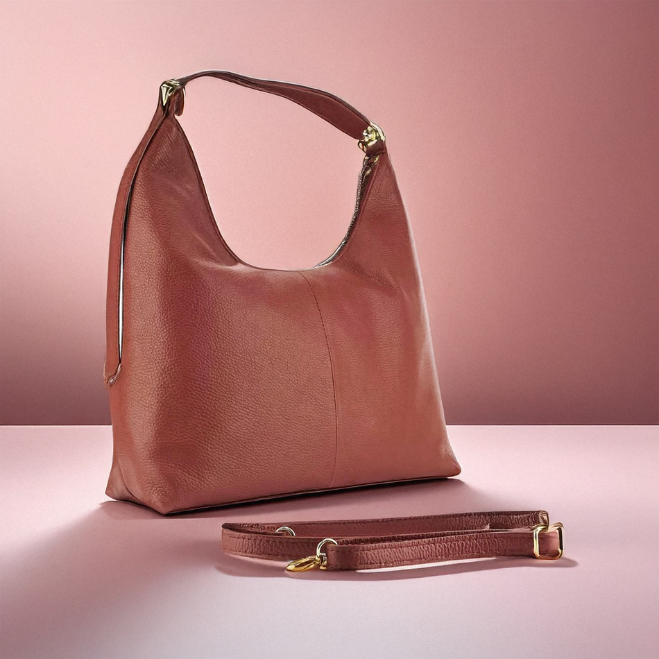 Damen Schultertasche Echtleder Rot