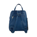 Italienischer Damen Leder Rucksack in Blau – eleganter City Rucksack mit zwei Fächern, verstellbaren Schulterriemen und robustem Reißverschluss, handgefertigt in Italien.