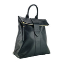 RB1021A | Zaino Donna Morbido in Vera Pelle Made in Italy con Spallacci regolabili. Chiusura lampo e Accessori in metallo Oro Lucido - Colore Nero - Dimensioni: cm 30 x 34 x 10,5-0