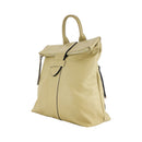 RB1021AL | Women's Soft Genuine Leather Backpack Made in Italy with Adjustable Shoulder Straps. Zipper and Polished Gold Metal Accessories - Beige Color - Dimensions: 30 x 34 x 10.5 cm-1