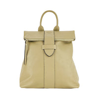 RB1021AL | Women's Soft Genuine Leather Backpack Made in Italy with Adjustable Shoulder Straps. Zipper and Polished Gold Metal Accessories - Beige Color - Dimensions: 30 x 34 x 10.5 cm-2