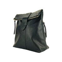 RB1021A | Zaino Donna Morbido in Vera Pelle Made in Italy con Spallacci regolabili. Chiusura lampo e Accessori in metallo Oro Lucido - Colore Nero - Dimensioni: cm 30 x 34 x 10,5-1