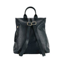 RB1021A | Zaino Donna Morbido in Vera Pelle Made in Italy con Spallacci regolabili. Chiusura lampo e Accessori in metallo Oro Lucido - Colore Nero - Dimensioni: cm 30 x 34 x 10,5-4