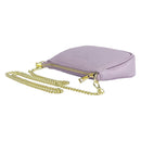 RB1022CI | Small Genuine Leather Bag Made in Italy with Removable Chain Shoulder Strap. Zip Closure and Polished Gold Metal Accessories. Lilac Color. Dimensions: 20 x 12 x 6 cm.-3