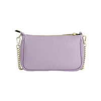 Kleine italienische Lederhandtasche in Lila – elegante Damen Tasche mit abnehmbarer Ketten-Schulterriemen, Reißverschluss und goldenen Details, Made in Italy.