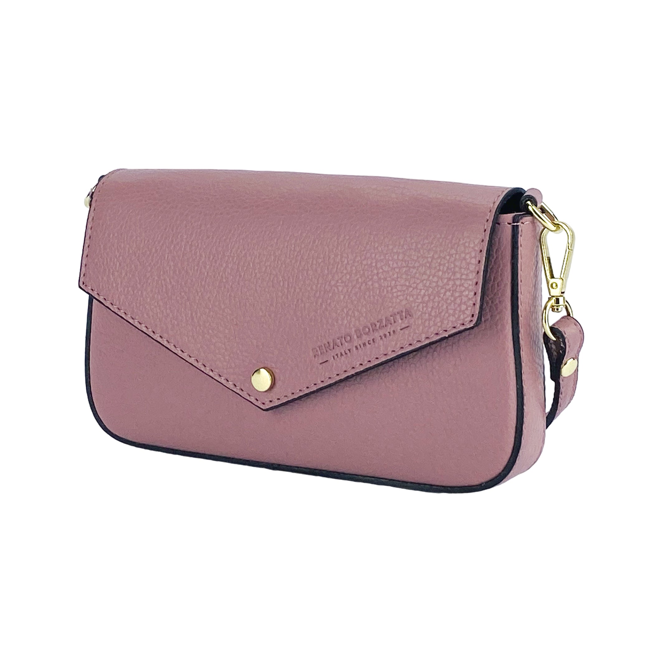 Italienische Damen Schultertasche Leder Rosa