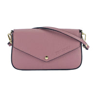Italienische Damen Umhängetasche Rosa – Kleine Schultertasche aus Echtleder mit Kettenriemen, handgefertigt in Italien 🇮🇹