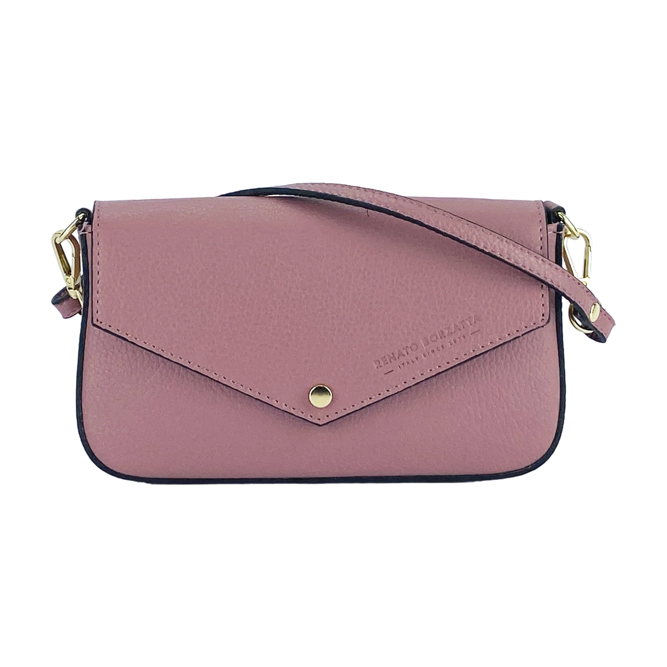 Italienische Damen Schultertasche Leder Rosa