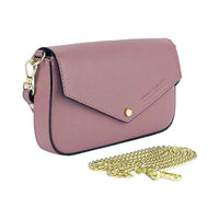Italienische Damen Umhängetasche Rosa – Kleine Schultertasche aus Echtleder mit Kettenriemen, handgefertigt in Italien 🇮🇹