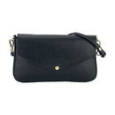 Schultertasche Damen Leder Made in Italy Schwarz Seitenansicht
