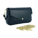 chwarze Damen Ledertasche mit goldener Kette Made in Italy
