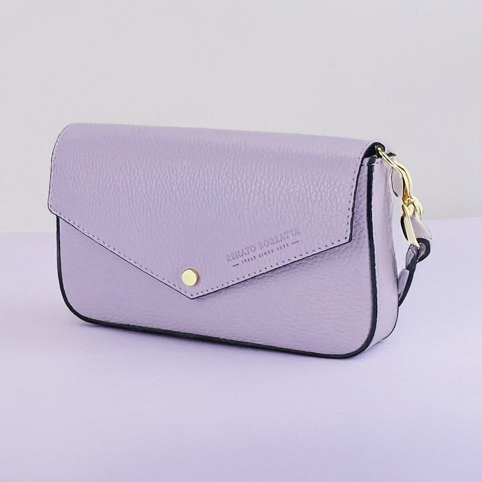 Italienische Damen Schultertasche Leder Lila