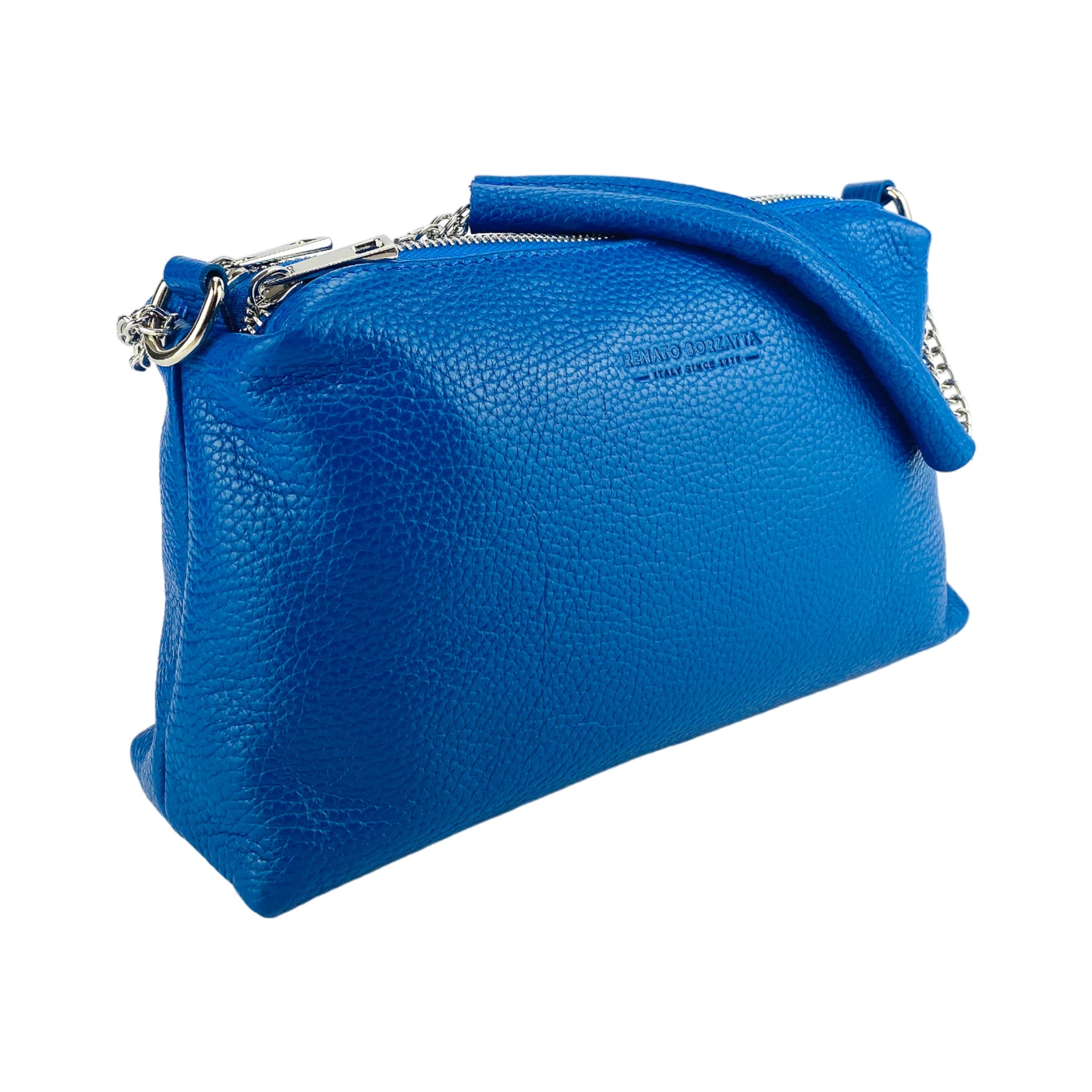 Italienische Damen Handtasche Leder Blau