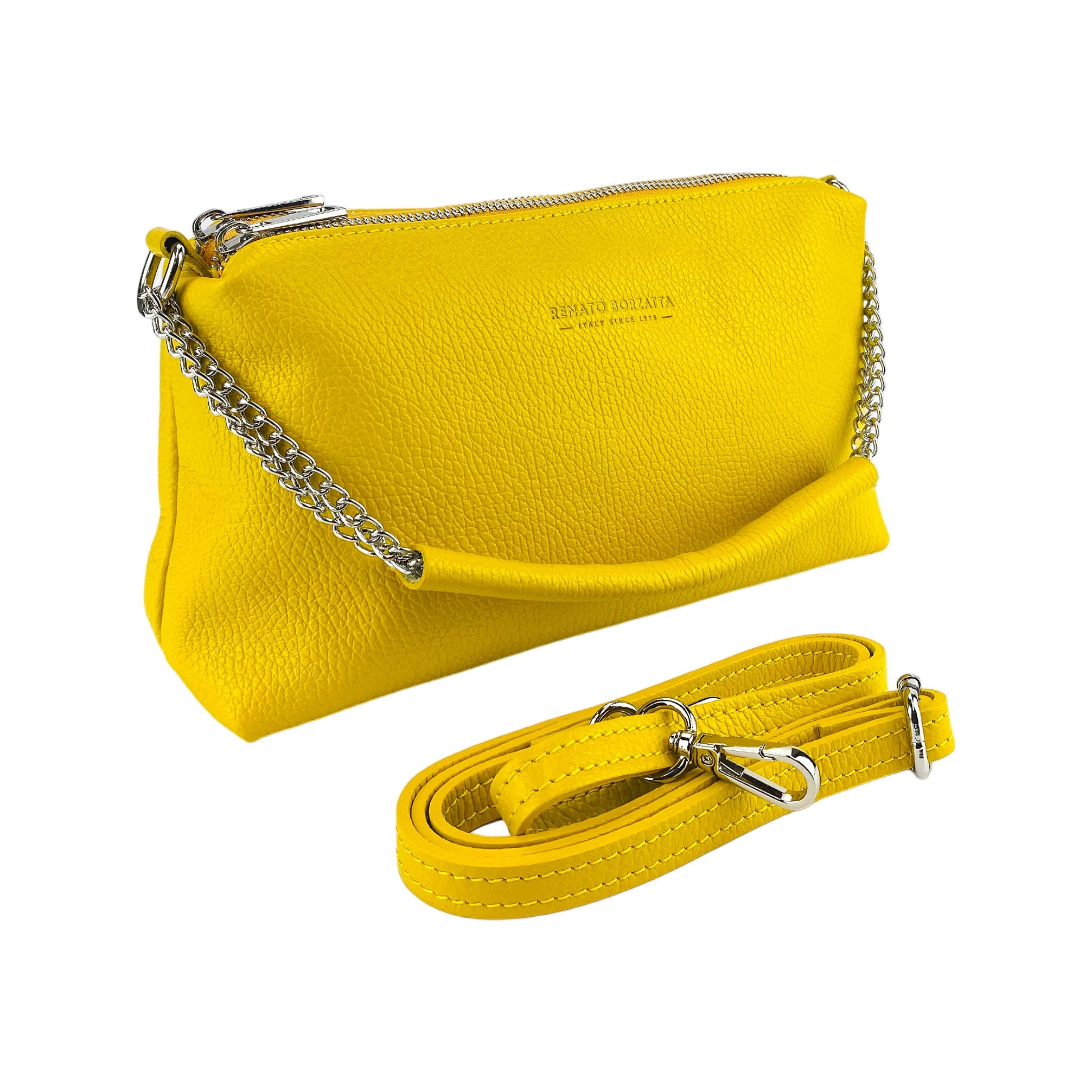 Italienische Damen Handtasche Gelb Leder