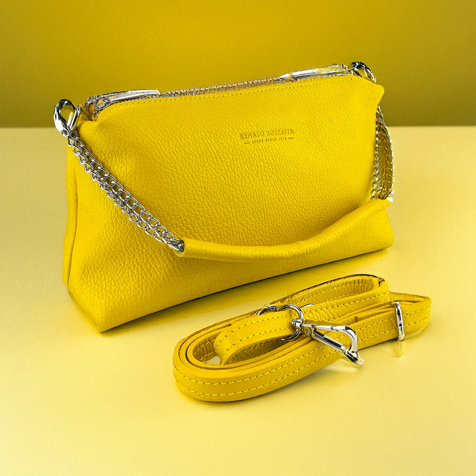 Italienische Damen Handtasche Gelb Leder