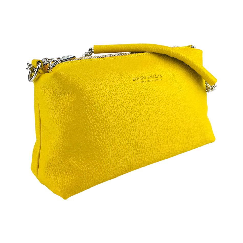 Italienische Damen Handtasche Gelb Leder