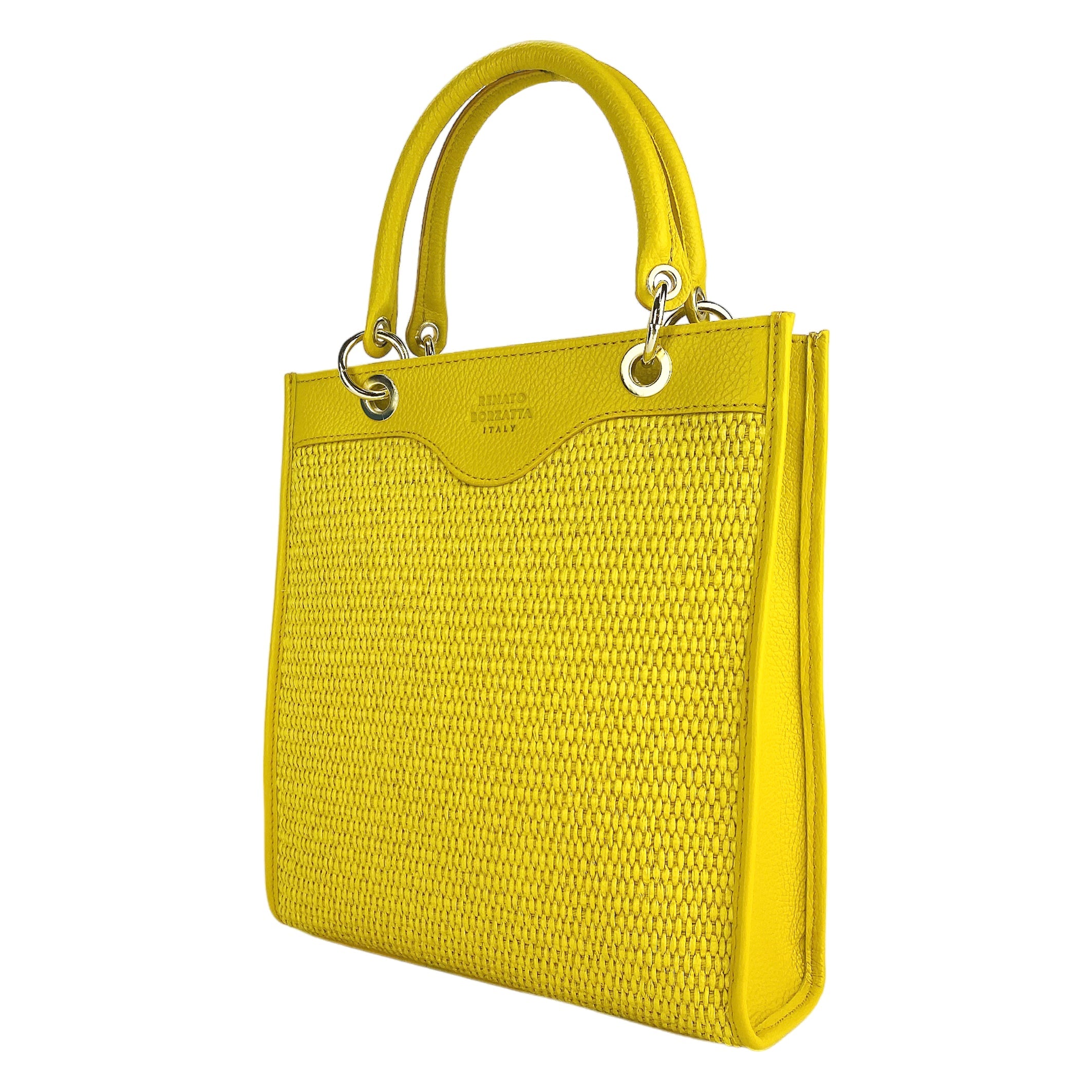 Italienische Damen Handtasche Leder Gelb