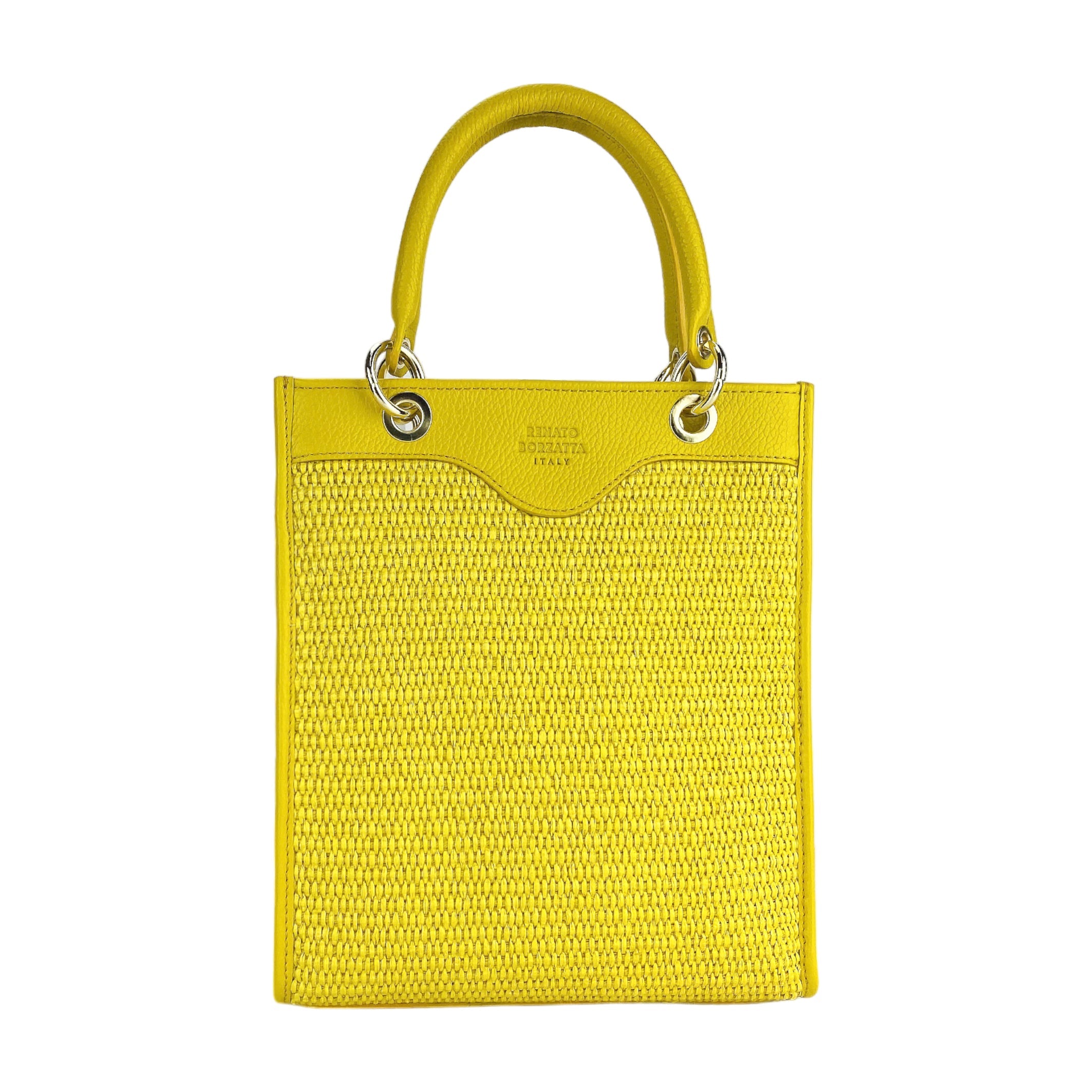 Italienische Damen Handtasche Leder Gelb