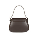 RB1030B | Borsa Donna a Spalla EMMA con pattina in Vera Pelle Made in Italy. Accessori in metallo Argento Lucido - Colore Testa Moro - Dimensioni: cm 24 x 18 x 9 + 14,5 (Luce manico)-2