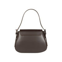 RB1030B | Borsa Donna a Spalla EMMA con pattina in Vera Pelle Made in Italy. Accessori in metallo Argento Lucido - Colore Testa Moro - Dimensioni: cm 24 x 18 x 9 + 14,5 (Luce manico)-2