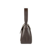 RB1030B | Borsa Donna a Spalla EMMA con pattina in Vera Pelle Made in Italy. Accessori in metallo Argento Lucido - Colore Testa Moro - Dimensioni: cm 24 x 18 x 9 + 14,5 (Luce manico)-3