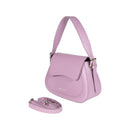 Elegante Damen Schultertasche EMMA aus echtem italienischem Leder in Lila – Renato Borzatta Design, mit silberfarbenen Metallaccessoires und Klappe, hochwertig und modern"
