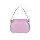 Elegante Damen Schultertasche EMMA aus echtem italienischem Leder in Lila – Renato Borzatta Design, mit silberfarbenen Metallaccessoires und Klappe, hochwertig und modern"