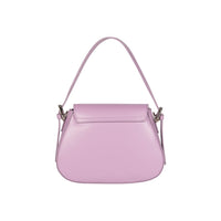 Elegante Damen Schultertasche EMMA aus echtem italienischem Leder in Lila – Renato Borzatta Design, mit silberfarbenen Metallaccessoires und Klappe, hochwertig und modern"