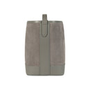 Italienische Damenhandtasche aus echtem Leder – Modell BRENDA in Grau, mit glänzenden goldfarbenen Metallaccessoires, handgefertigt in Italien, Maße 25 × 23,5 × 17 cm