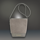 Damen Schultertasche aus echtem Leder in elegantem Grau – Handgefertigt in Italien, minimalistisches Design mit langem Riemen, hochwertige Verarbeitung für zeitlosen Stil