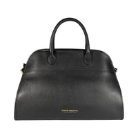 Italienische Damen Handtasche aus Echtleder – Modell Frida in Schwarz. Elegante Henkeltasche mit goldfarbenen Metall-Details, hochwertig handgefertigt in Italien.