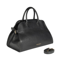 Italienische Damen Handtasche aus Echtleder – Modell Frida in Schwarz. Elegante Henkeltasche mit goldfarbenen Metall-Details, hochwertig handgefertigt in Italien.