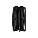 Damen-Geldbörse aus echtem Vollnarbenleder mit feiner Narbung. Farbe: Schwarz. RFID-Schutz. Maße: ca. 20 × 10 × 2,5 cm. Verpackung: Geschenkschachtel mit Boden und Deckel.