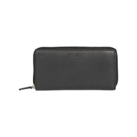 Damen-Geldbörse aus echtem Vollnarbenleder mit feiner Narbung. Farbe: Schwarz. RFID-Schutz. Maße: ca. 20 × 10 × 2,5 cm. Verpackung: Geschenkschachtel mit Boden und Deckel.