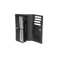 RB12129A | Women's Wallet in Genuine Full-Grain Leather, Dollar Grain/Light. Black. RFID Protection. Closed Dimensions: 18.5 x 10 x 3 cm. Packaging: Gift box bottom/lid-1