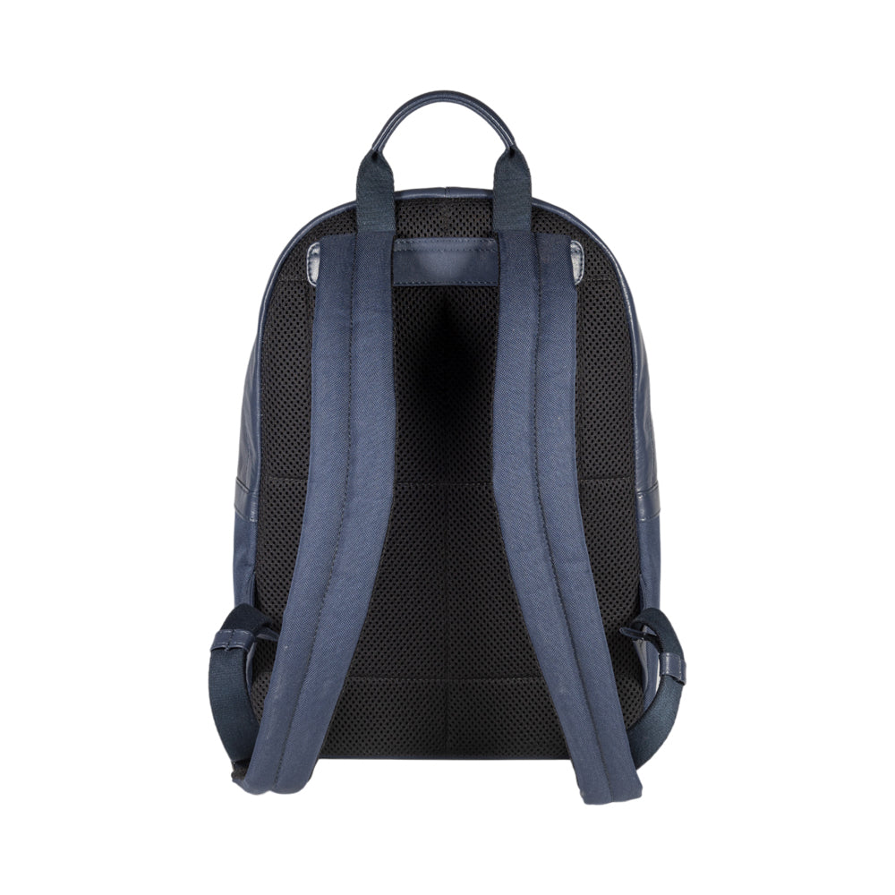 Notebook Rucksack Herren Damen Leder Nylon – Handgefertigt in Italien, Farbe Blau