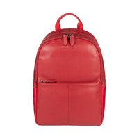 Italienischer Laptop Rucksack Leder Nylon Rot – Vorderansicht, elegantes italienisches Design, Made in Italy