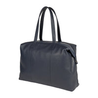 Italienische Damen Handtasche aus echtem Leder in Blau – elegante Shopping Bag mit zwei Henkeln, hochwertig verarbeitet, Made in Italy.