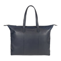 Italienische Damen Handtasche aus echtem Leder in Blau – elegante Shopping Bag mit zwei Henkeln, hochwertig verarbeitet, Made in Italy.