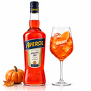 Aperol Aperitivo 1L mit Aperol-Spritz-Glas, Orange und kleinem Herbstkürbis